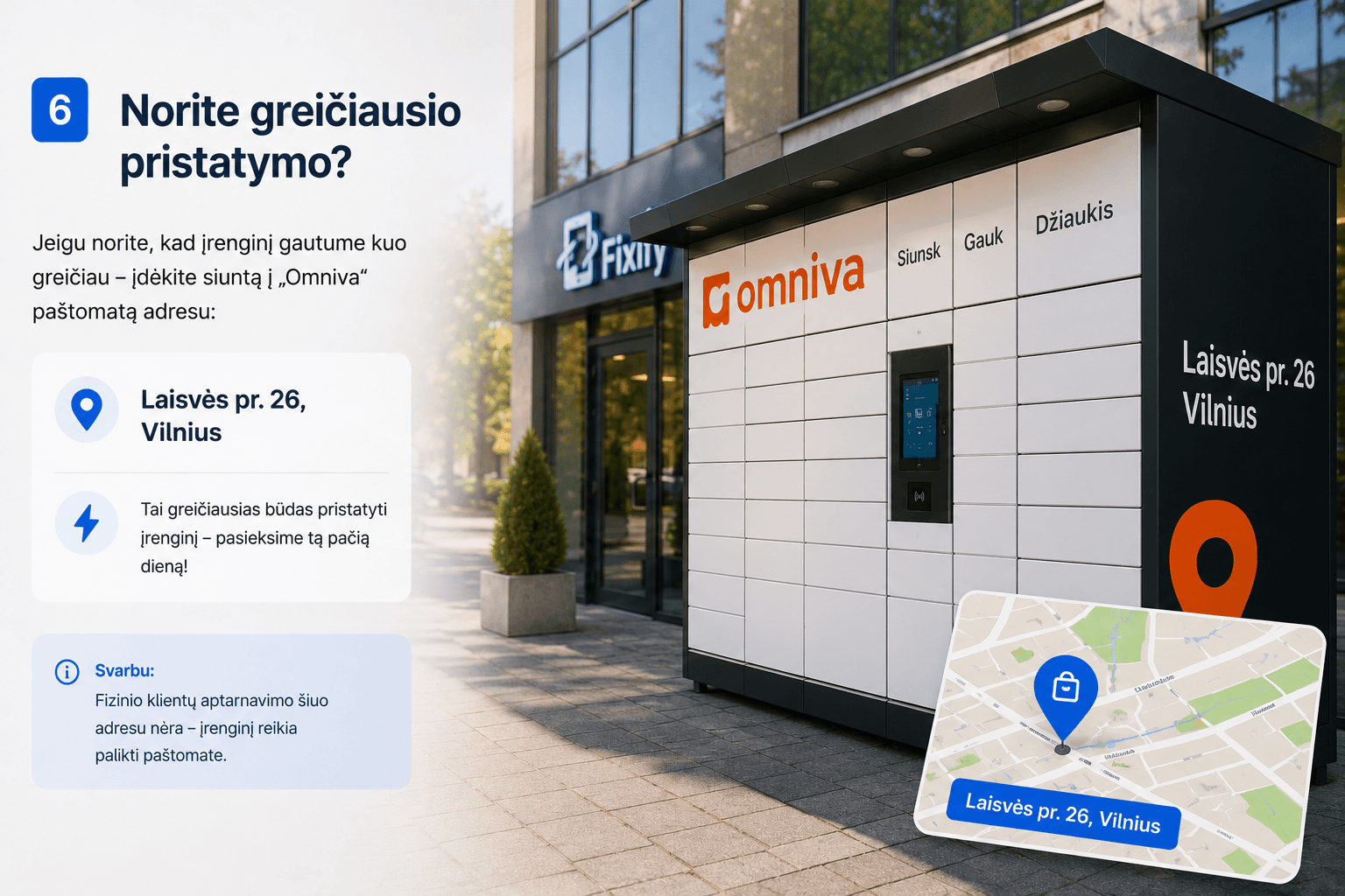 Omniva parcel locker at Laisvės Avenue 26 in Vilnius