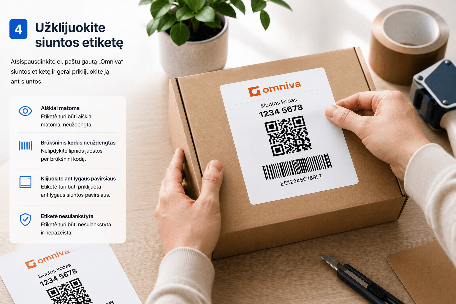 Attaching an Omniva label to a parcel
